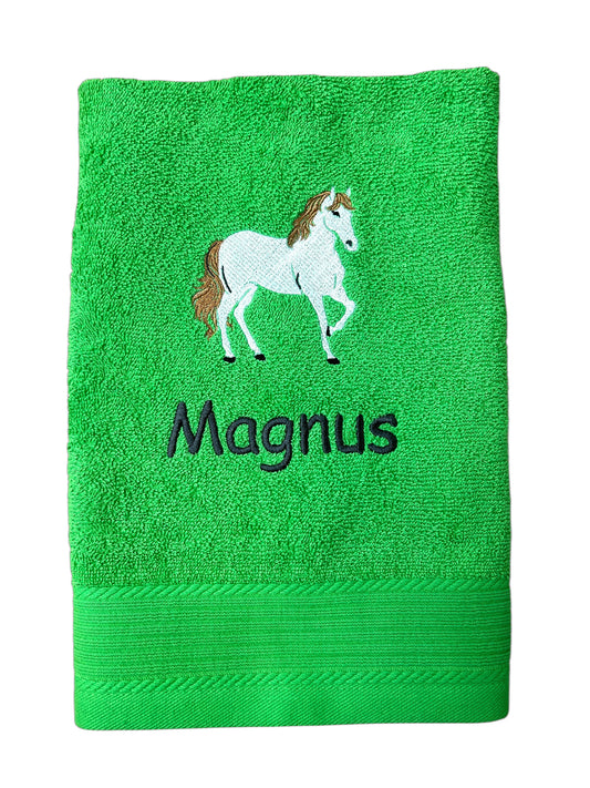 Pferd Handtuch mit Name, Handtuch, Sauna, Wellness, Duschtuch, Geschenk für Mädchen