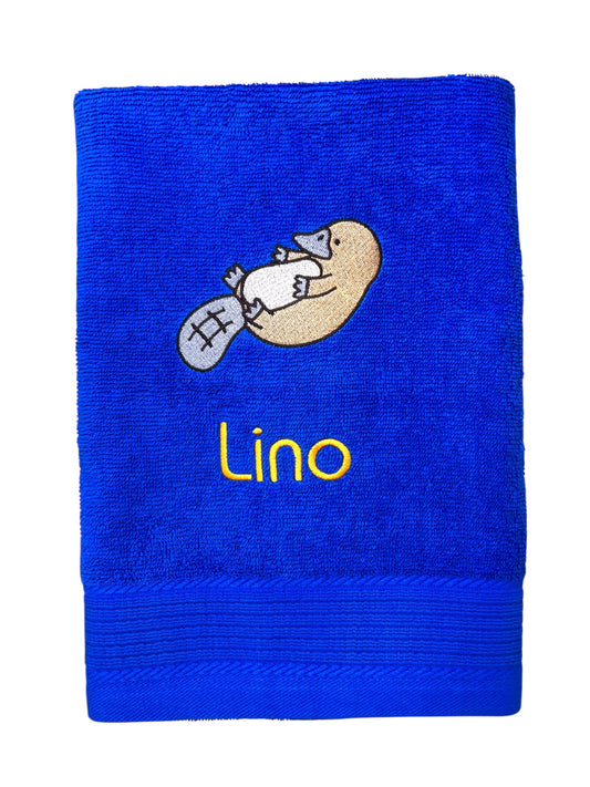Schnabeltier Handtuch mit Name, Handtuch, Sauna, Wellness, Duschtuch, süßes Geschenk