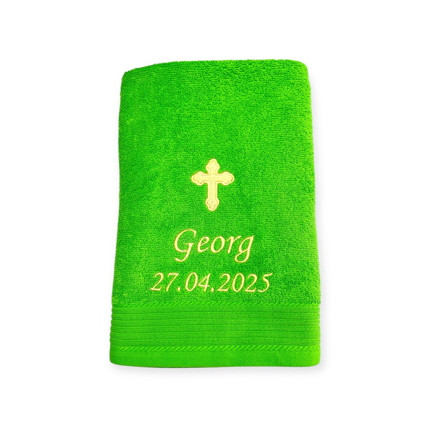 Kreuz Handtuch mit Name und Datum, Sauna, Wellness, Duschtuch, Taufe