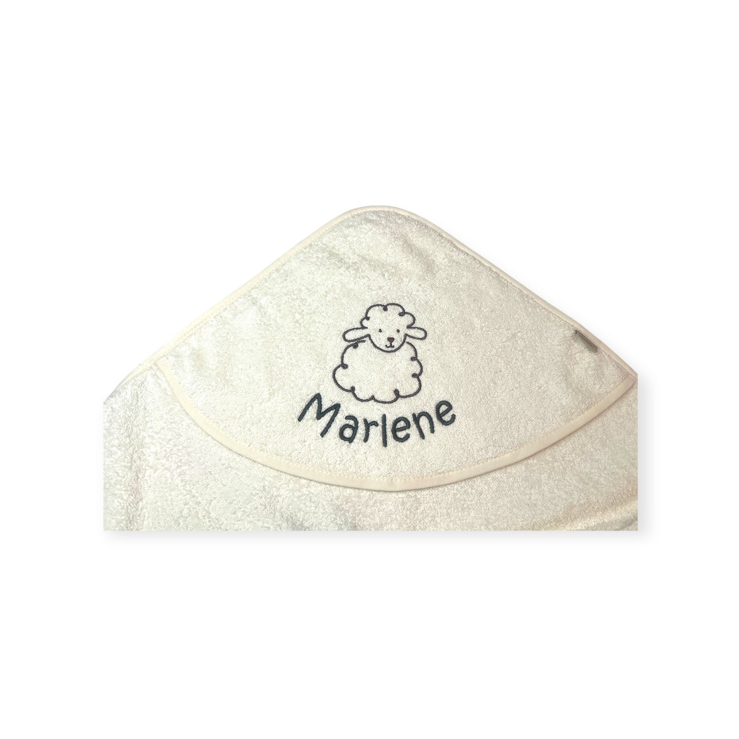 Sterntaler Geschenk-Set Schaf Flocke, Latz, Kapuzenhandtuch und Spielwaschhandschuh mit Namen personalisiert