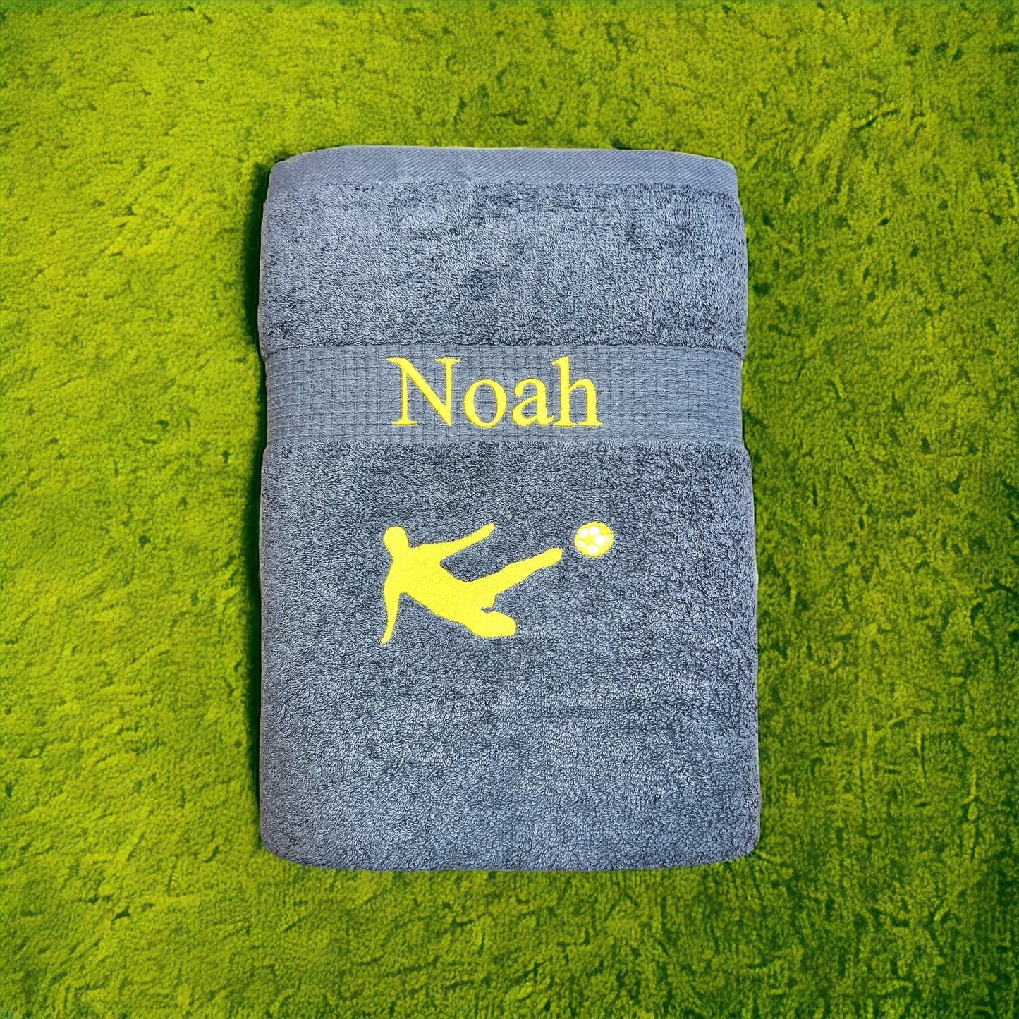 Fußballer Handtuch mit Name, Handtuch, Sauna, Wellness, Duschtuch, Geschenk