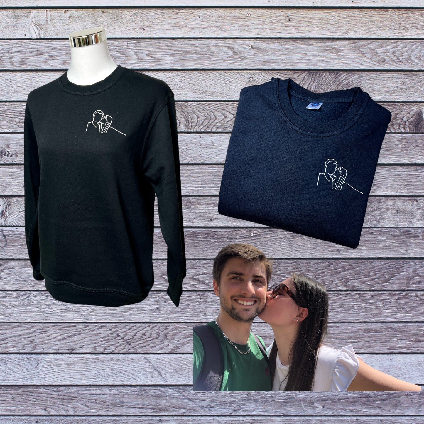 Pullover mit persönlichem Bild bestickt, Silhouette von Ihrem Bild