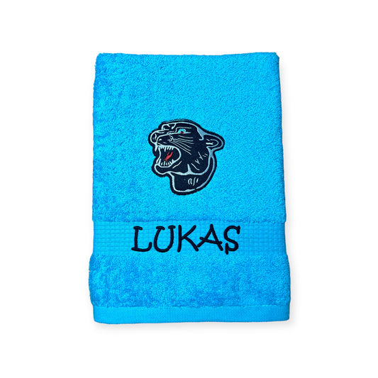 Panther Handtuch mit Name, Handtuch, Sauna, Wellness, Duschtuch, Geschenk