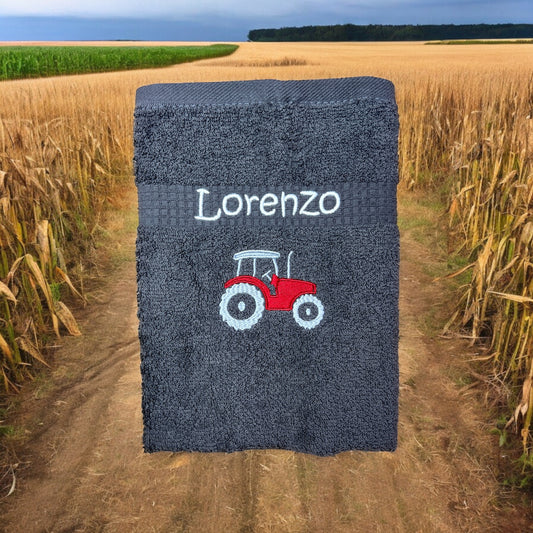 Traktor Handtuch mit Name Handtücher Sauna Wellness Duschtuch Kinder Strand baden