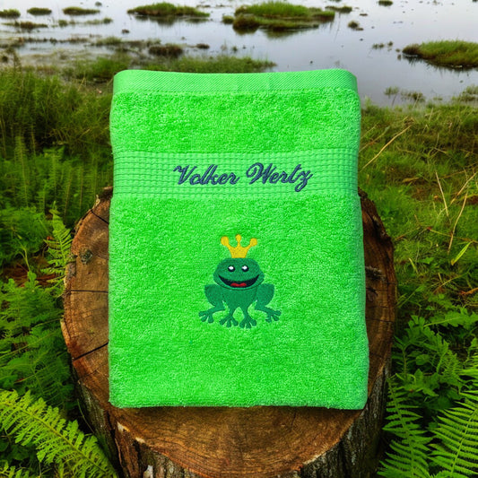 Handtuch mit Froschkönig und Name, Handtuch, Sauna, Wellness, Duschtuch