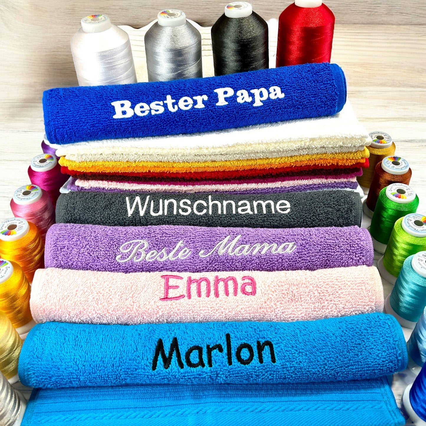 Saunahandtuch 100x180 cm mit Namen in vielen Farben großes Handtuch
