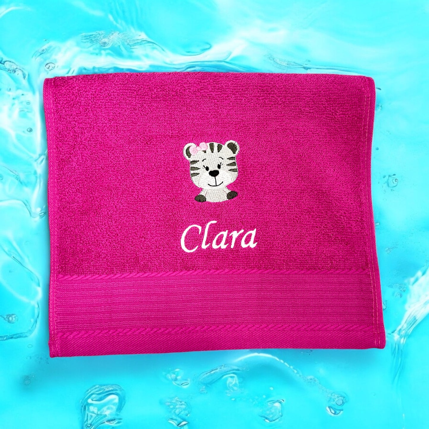 Kinder Handtuch mit Name und Motiv 30x50 cm Kita Kindergarten oder für Unterwegs