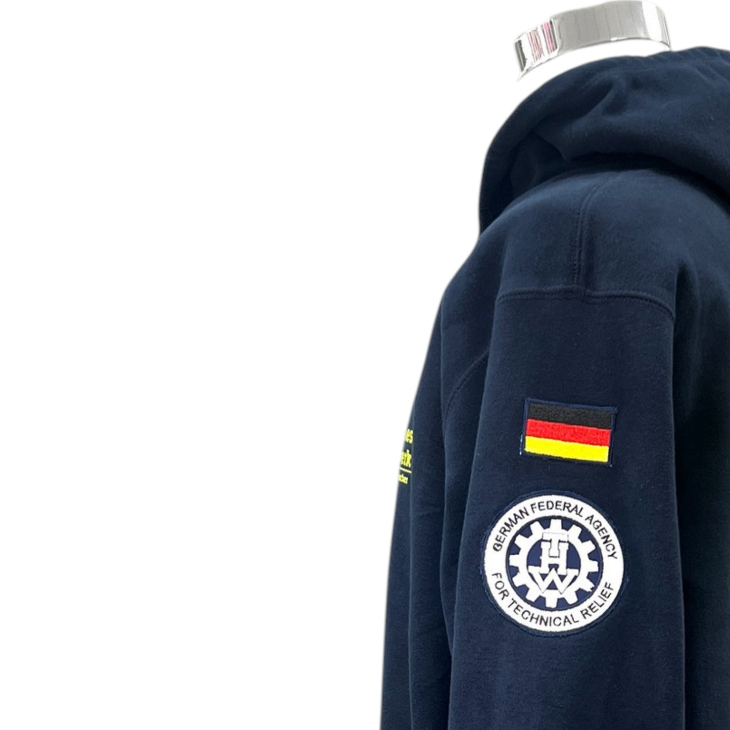 THW Hoodie, Marineblau, mit silberner oder neongelber Bestickung