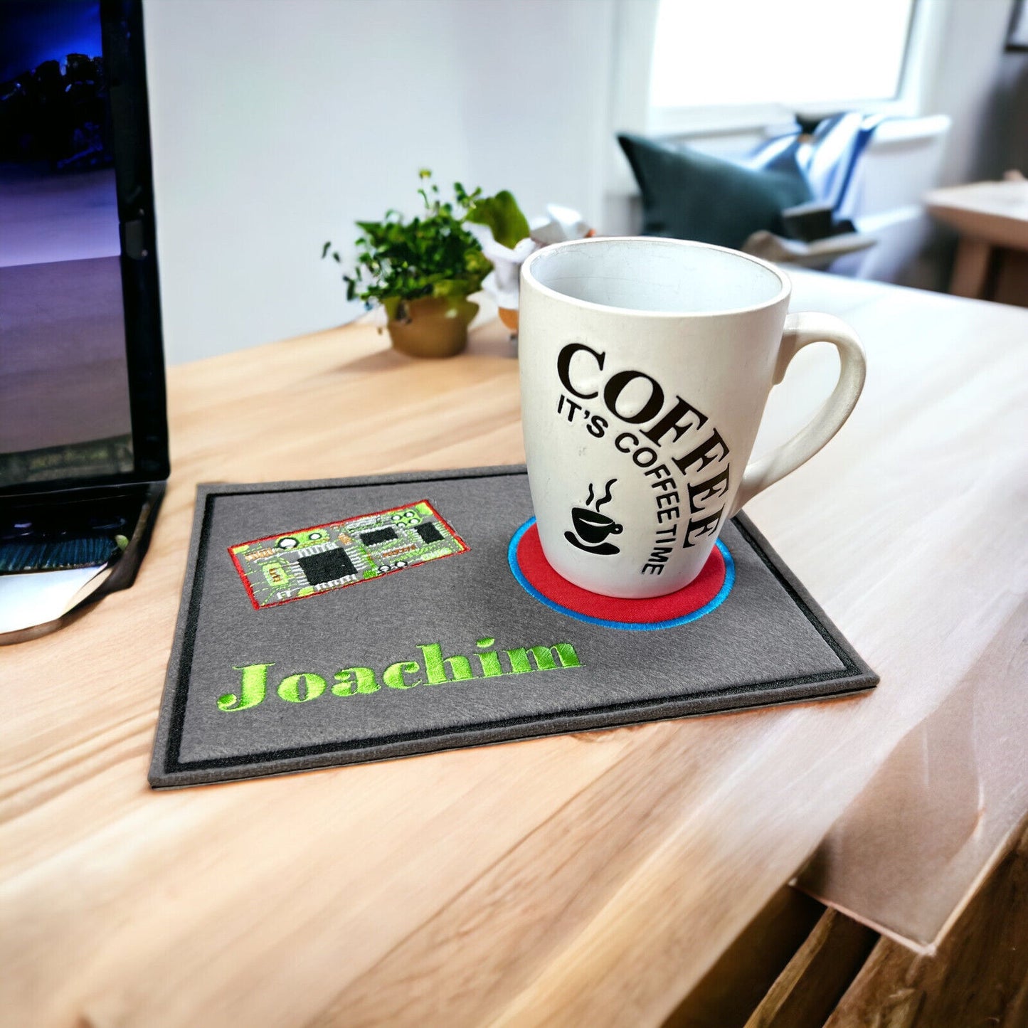 Tassenuntersetzer für Kaffee Platine zur Kaffeeeinladung Mug rug Becher