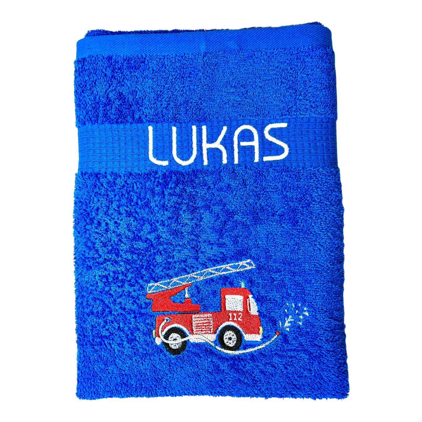 Feuerwehr Handtuch Set mit Name Handtücher Waschlappen 50x100 cm Geschenk Kinder