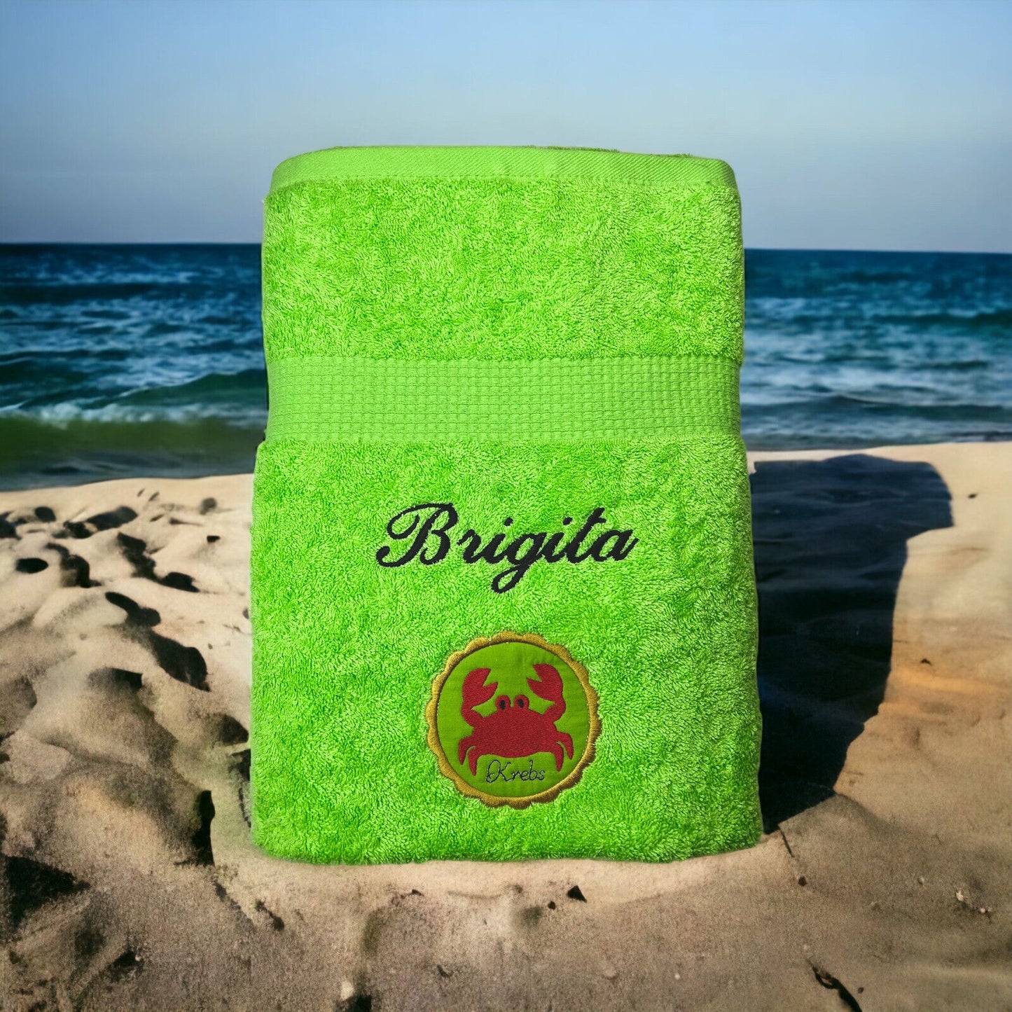 Sternzeichen Handtuch mit Name bestickt, Duschhandtuch, Badetuch, Sauna, baden