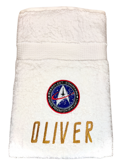 Handtuch mit Namen und Science-Fiction Logo, Handtuch, Duschtuch, Saunatuch