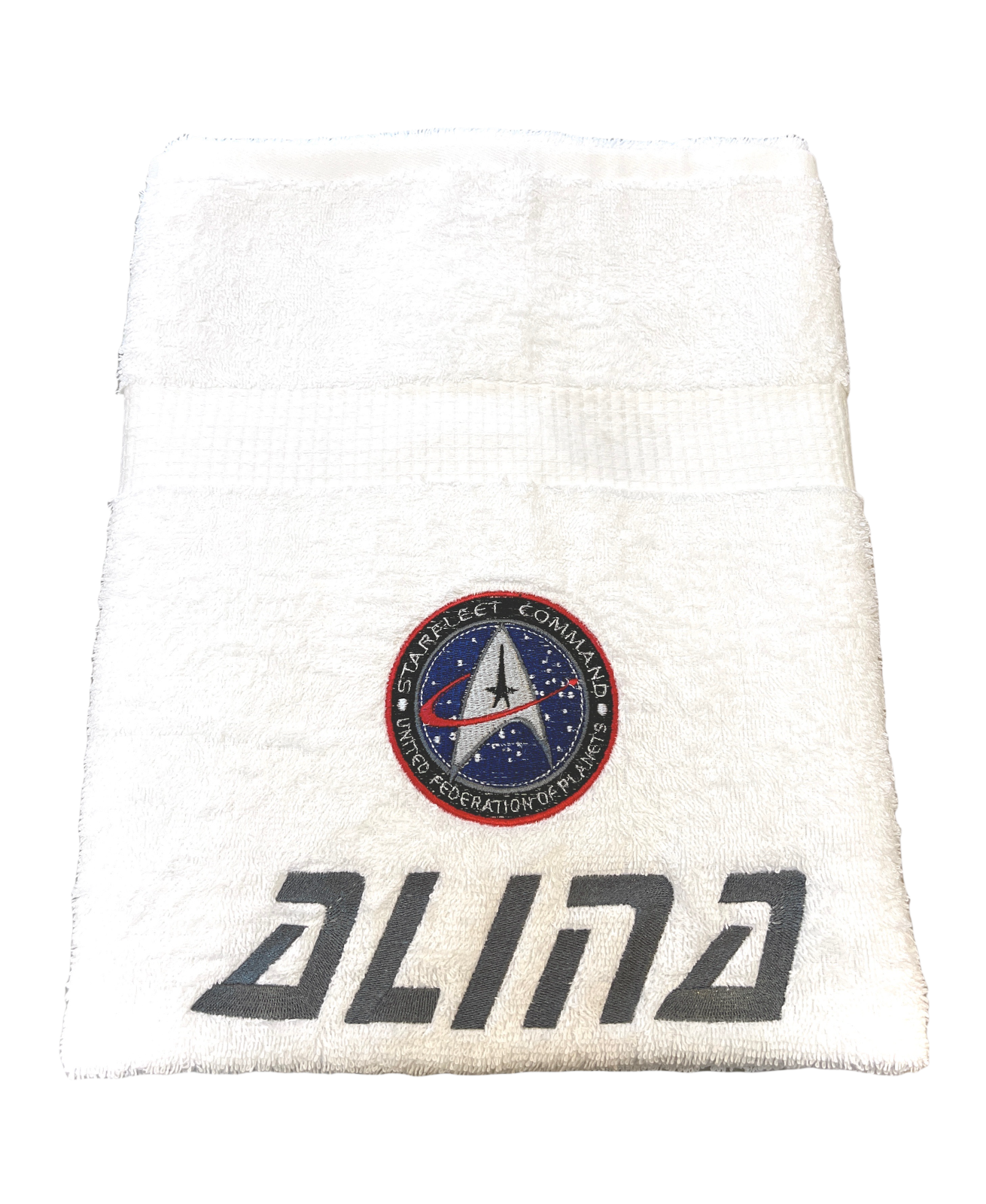 Handtuch mit Namen und Science-Fiction Logo, Handtuch, Duschtuch, Saunatuch