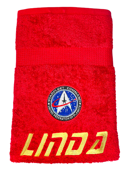 Handtuch mit Namen und Science-Fiction Logo, Handtuch, Duschtuch, Saunatuch