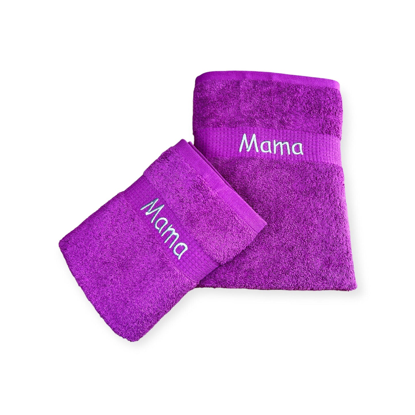 Handtuch Set mit Name auf Bordüre bestickt, Duschhandtuch, Gästehandtuch, Sauna