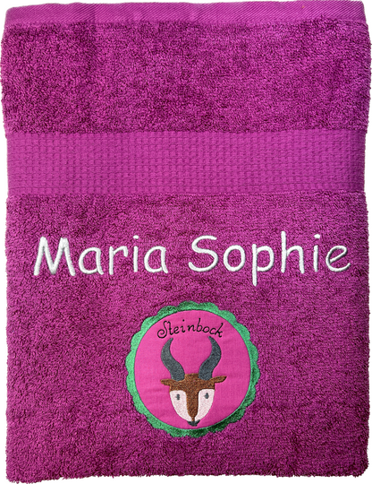 Sternzeichen Handtuch mit Name bestickt, Duschhandtuch, Badetuch, Sauna, baden