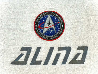 Handtuch mit Namen und Science-Fiction Logo, Handtuch, Duschtuch, Saunatuch