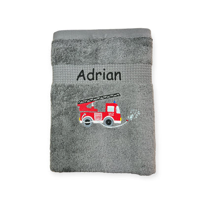 Feuerwehr Handtuch Set mit Name Handtücher Waschlappen 50x100 cm Geschenk Kinder