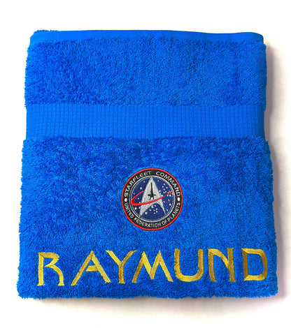 Handtuch mit Namen und Science-Fiction Logo, Handtuch, Duschtuch, Saunatuch