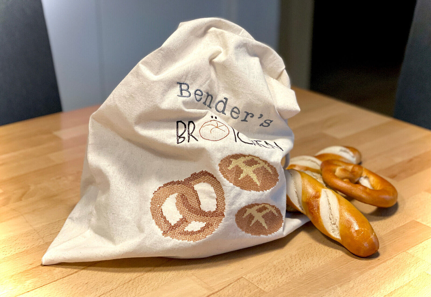 Brotbeutel personalisiert Baumwolle Brot Brötchen Sonntagsbrötchen einkaufen