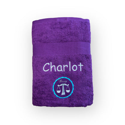 Sternzeichen Handtuch mit Name bestickt, Duschhandtuch, Badetuch, Sauna, baden