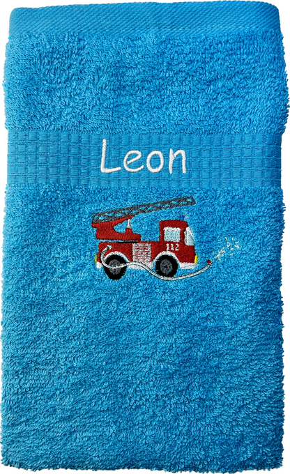 Feuerwehr Handtuch Set mit Name Handtücher Waschlappen 50x100 cm Geschenk Kinder