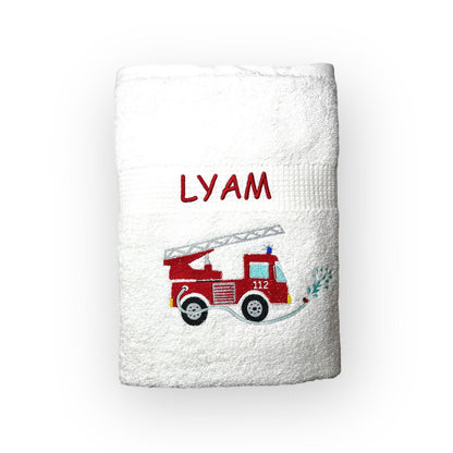 Feuerwehr Handtuch Set mit Name Handtücher Waschlappen 50x100 cm Geschenk Kinder