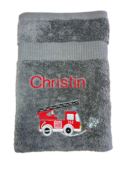 Feuerwehr Handtuch Set mit Name Handtücher Waschlappen 50x100 cm Geschenk Kinder