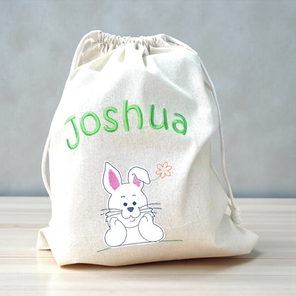 Osterbeutel mit Name, 100% Baumwolle, Osternest, Geschenkverpackung