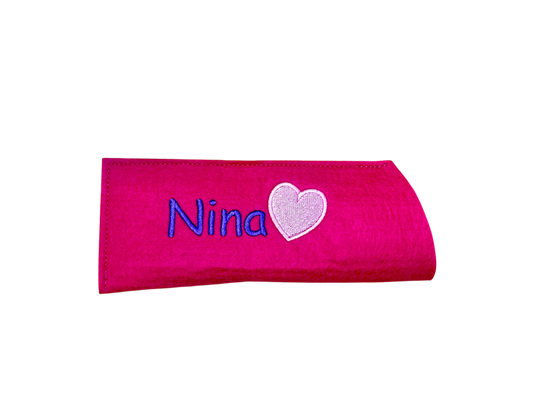 Brillenetui mit Name und Herz bestickt, schönes Geschenk, Sonnenbrille, Filz