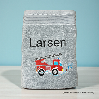 Feuerwehr Handtuch mit Name Duschtuch Kinder Auto Strand personalisiert baden