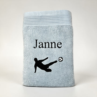 Fußballer Handtuch mit Name, Fußballer-Motiv, personalisiertes Fußball-Handtuch