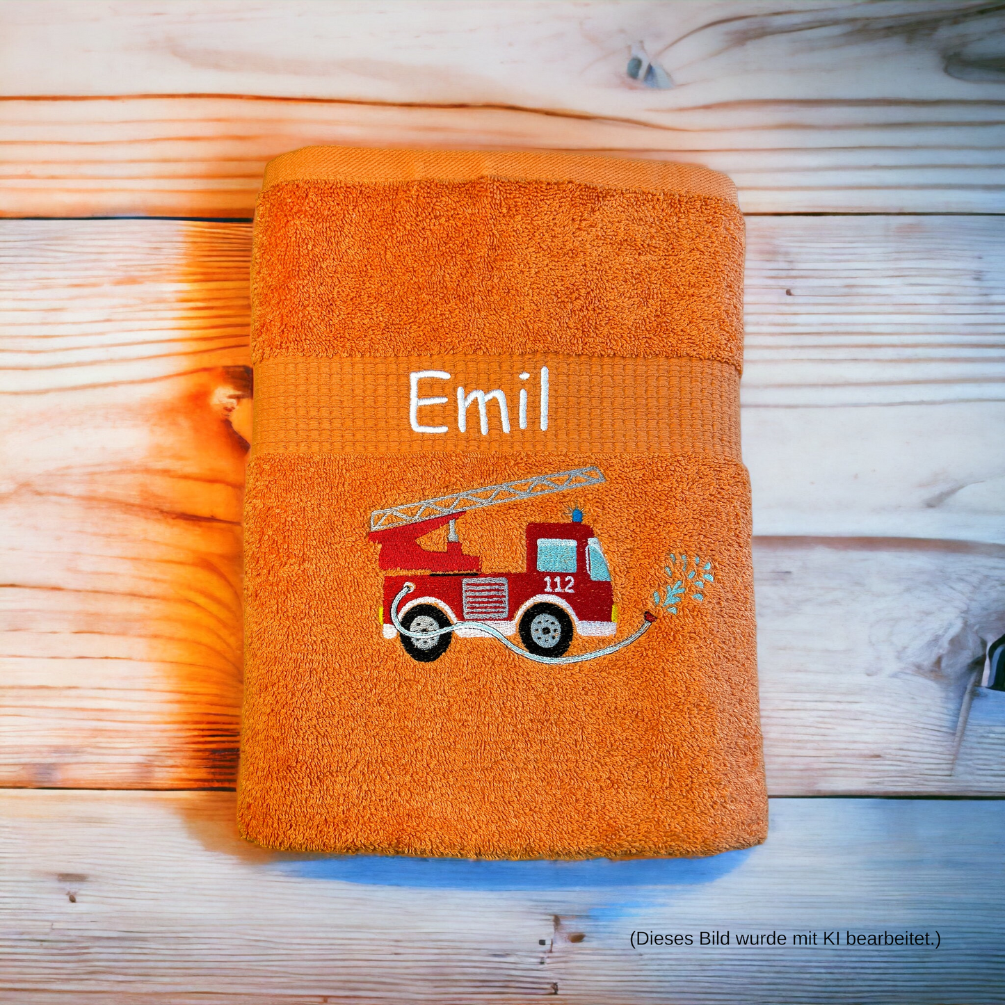 Feuerwehr Handtuch mit Name Duschtuch Kinder Auto Strand personalisiert baden