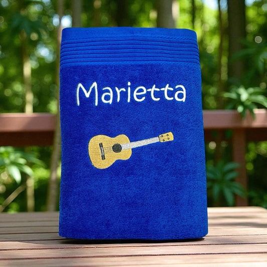 Gitarre Handtuch mit Name, Handtuch, Sauna, Wellness, Duschtuch, Geschenk