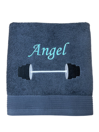 Hantelstange / Gewichtheben Handtuch mit Name, Handtuch, Sauna, Wellness, Duschtuch, Geschenk