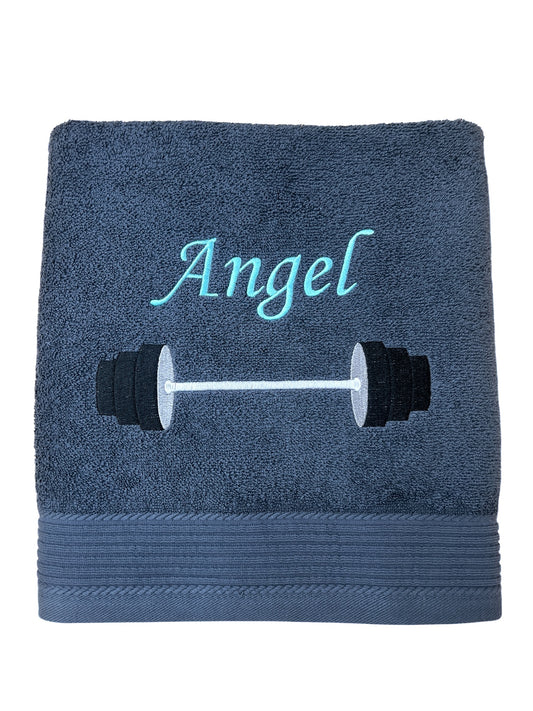 Hantelstange / Gewichtheben Handtuch mit Name, Handtuch, Sauna, Wellness, Duschtuch, Geschenk