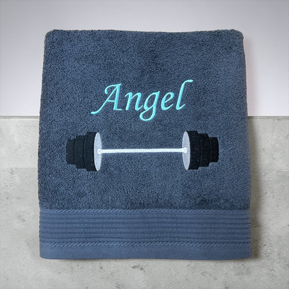 Hantelstange / Gewichtheben Handtuch mit Name, Handtuch, Sauna, Wellness, Duschtuch, Geschenk