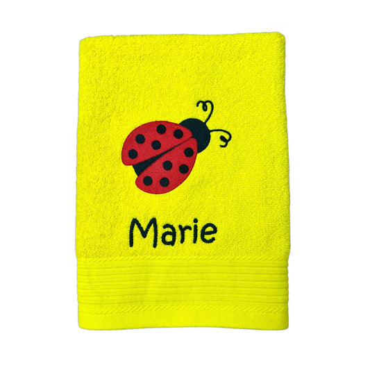 Marienkäfer Handtuch mit Name, Handtuch, Sauna, Wellness, Duschtuch, Geschenk
