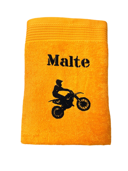 Motocross Biker Handtuch mit Name