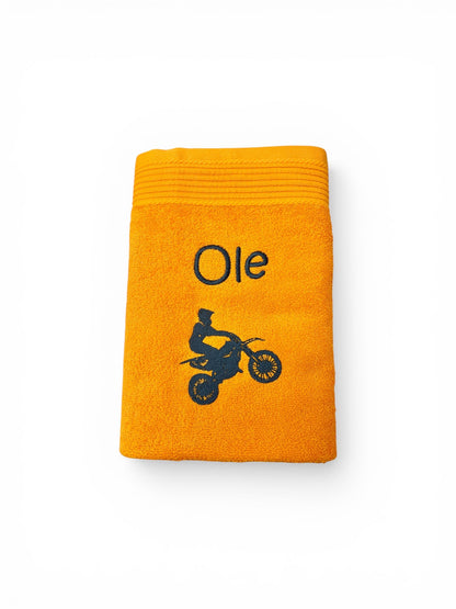 Motocross Biker Handtuch mit Name
