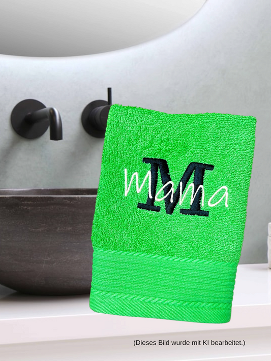 Handtuch mit Namen & Inititale bestickt – Personalisiertes Handtuch aus 100 % Baumwolle, 450 g/m², Gästehandtuch, Duschtuch, Badetuch oder Saunatuch