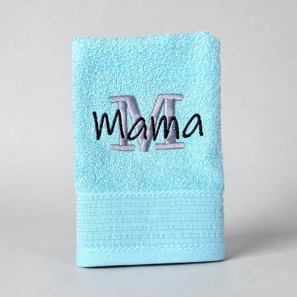 Handtuch mit Namen & Inititale bestickt – Personalisiertes Handtuch aus 100 % Baumwolle, 450 g/m², Gästehandtuch, Duschtuch, Badetuch oder Saunatuch