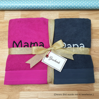 Duschhandtuch mit Name bestickt – personalisiertes Duschtuch 70 x 140 cm