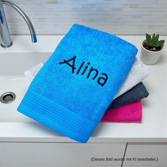 Saunahandtuch mit Namen bestickt – personalisiertes Handtuch 100 x 180 cm