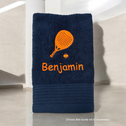 Padelschläger Padel Handtuch mit Name, Handtuch, Sauna, Wellness, Duschtuch, Geschenk für Sportler