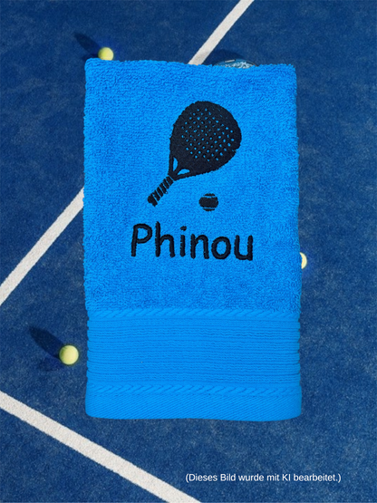Padelschläger Padel Handtuch mit Name, Handtuch, Sauna, Wellness, Duschtuch, Geschenk für Sportler