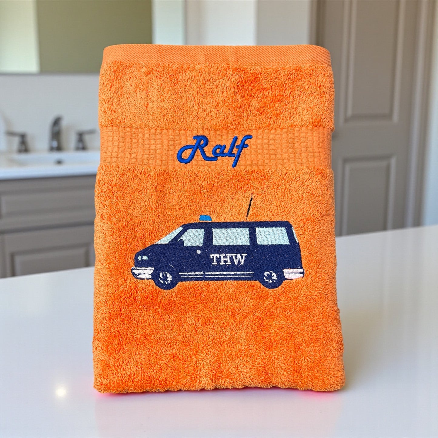 THW MTW Handtuch mit Name Handtücher Sauna Wellness Duschtuch Kinder Strand baden