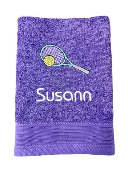 Tennis Handtuch mit Name bestickt, Duschtuch, Sport