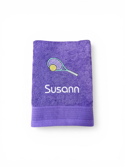 Tennis Handtuch mit Name bestickt, Duschtuch, Sport