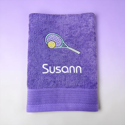 Tennis Handtuch mit Name bestickt, Duschtuch, Sport